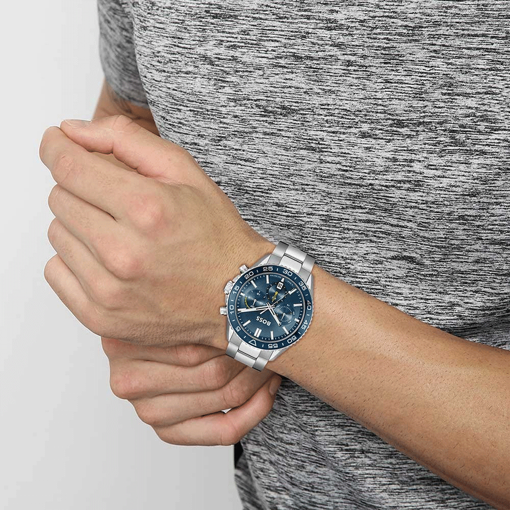 BOSS Sport Runner Lux Chronograph Blue Dial 43mm Silver Stainless Steel Bracelet 1514143 - 4