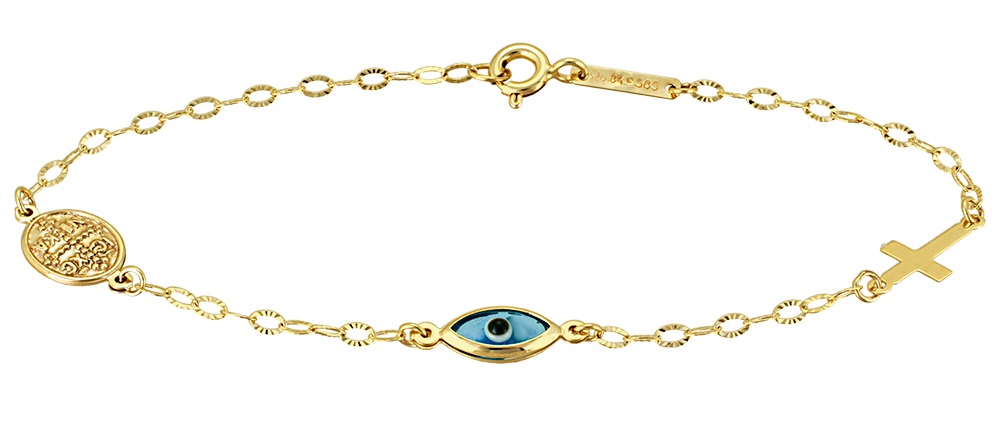 ΒΡΑΧΙΟΛΙ Παιδικό K9 σε Κίτρινο Χρυσό με Αγιοκωνσταντινάτο BR3207Y.K9 - 