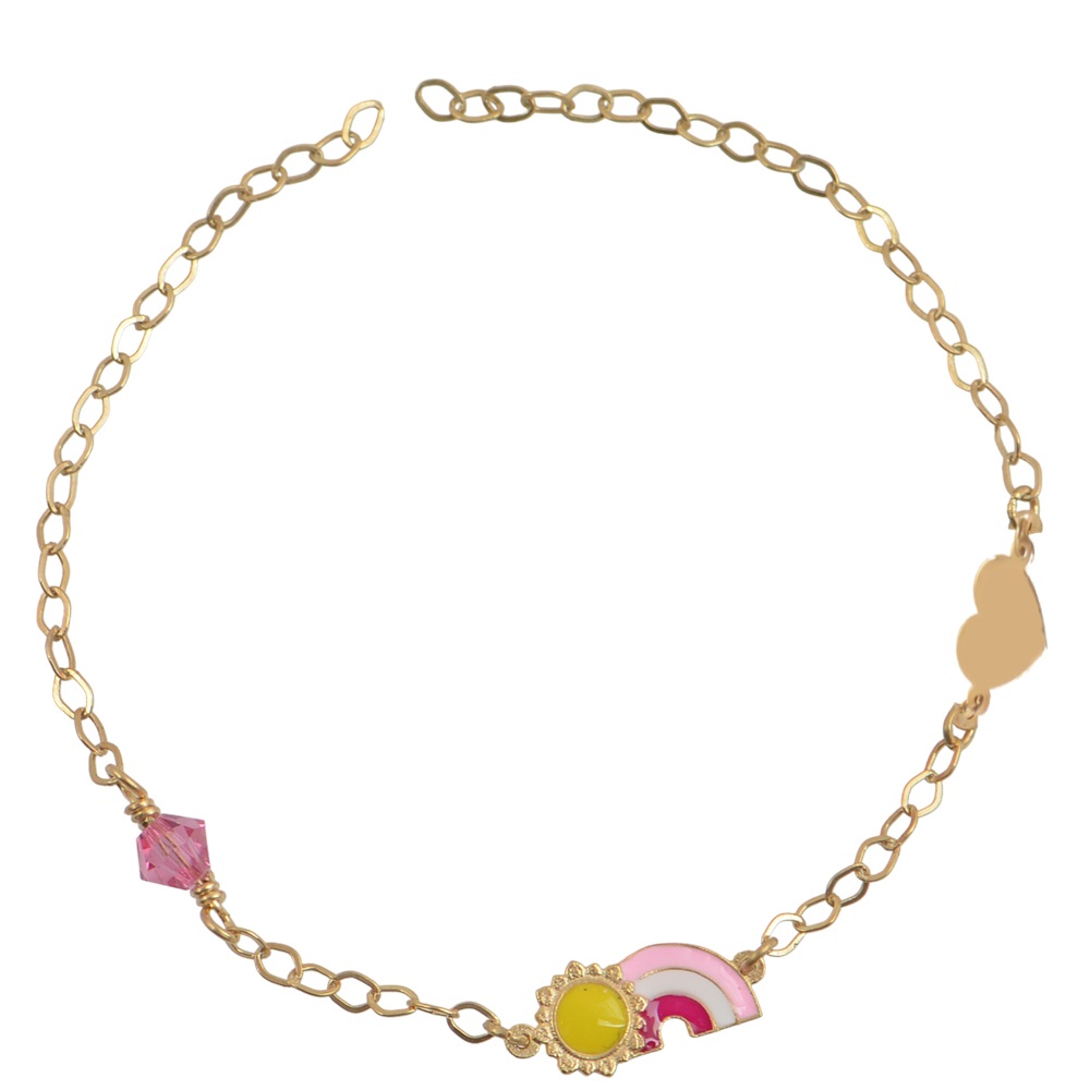 BRACELET Heart BabyJewels K9 Yellow Gold with Multicolor Zircon Stones BR4515.K9