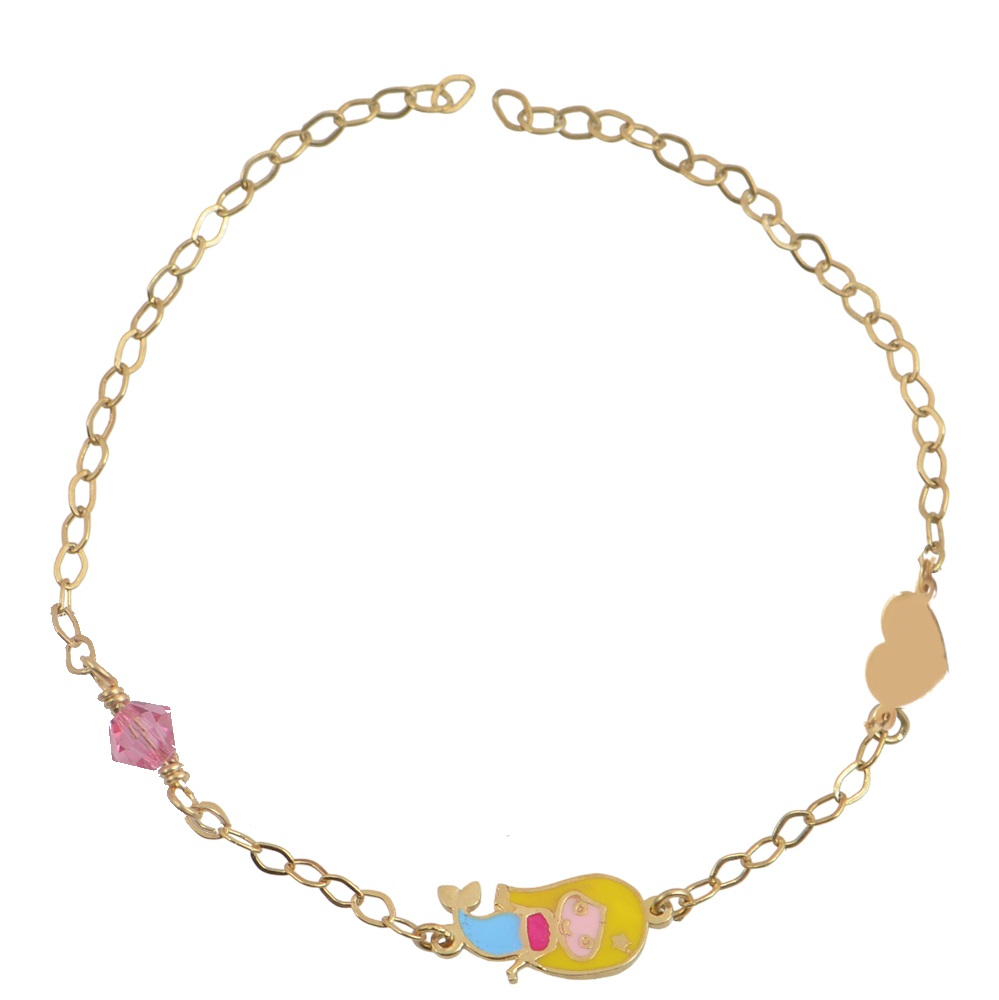 ΒΡΑΧΙΟΛΙ Καρδιά BabyJewels σε Κ9 Κίτρινο Χρυσό με Χρωματιτές Πετρές BR4517.K9
