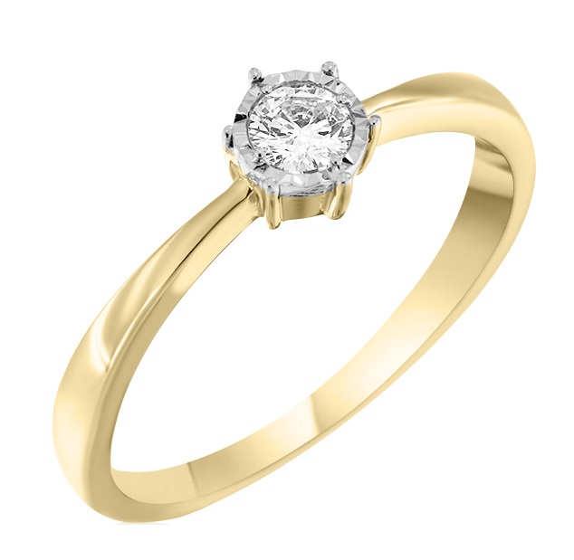 ΔΑΧΤΥΛΙΔΙ Μονόπετρο Κίτρινο Χρυσό 18Κ με 0.15ct. Διαμάντια BRI31628