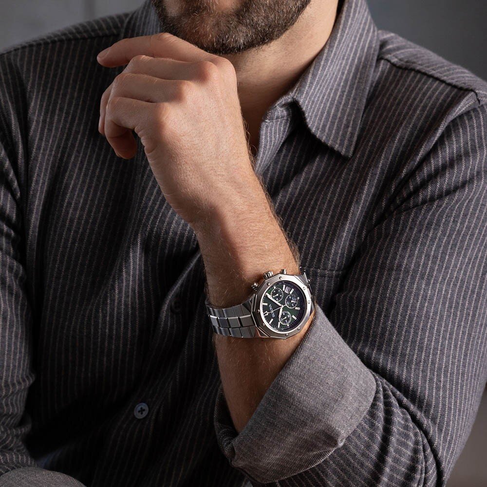 BULOVA Precisionist Chronograph Green Dial 44mm Silver Stainless Steel Bracelet 96B409 - 6