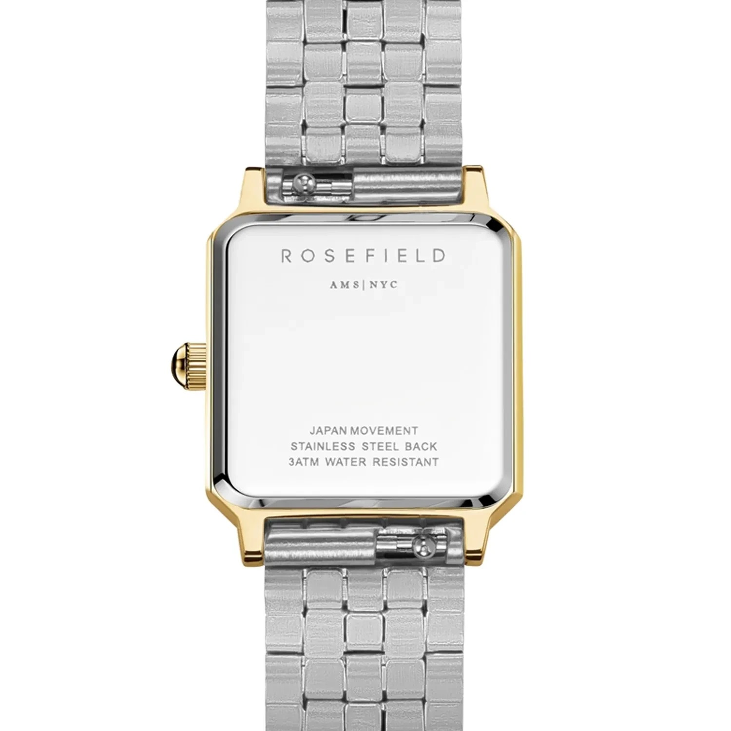 ROSEFIELD The Boxelle White Matte Dial 19.5 x 19.5mm Two Tone Silver & Gold Stainless Steel Bracelet BWDSG-B03 - 3