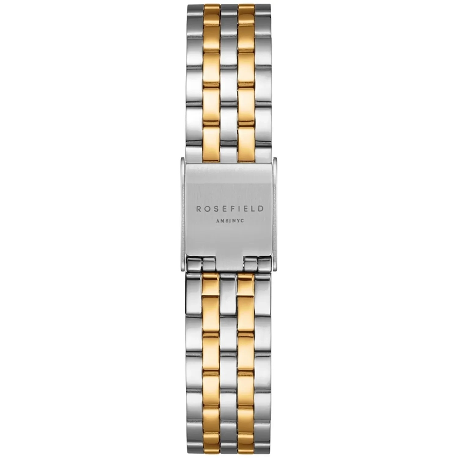 ROSEFIELD The Boxelle White Matte Dial 19.5 x 19.5mm Two Tone Silver & Gold Stainless Steel Bracelet BWDSG-B03 - 4