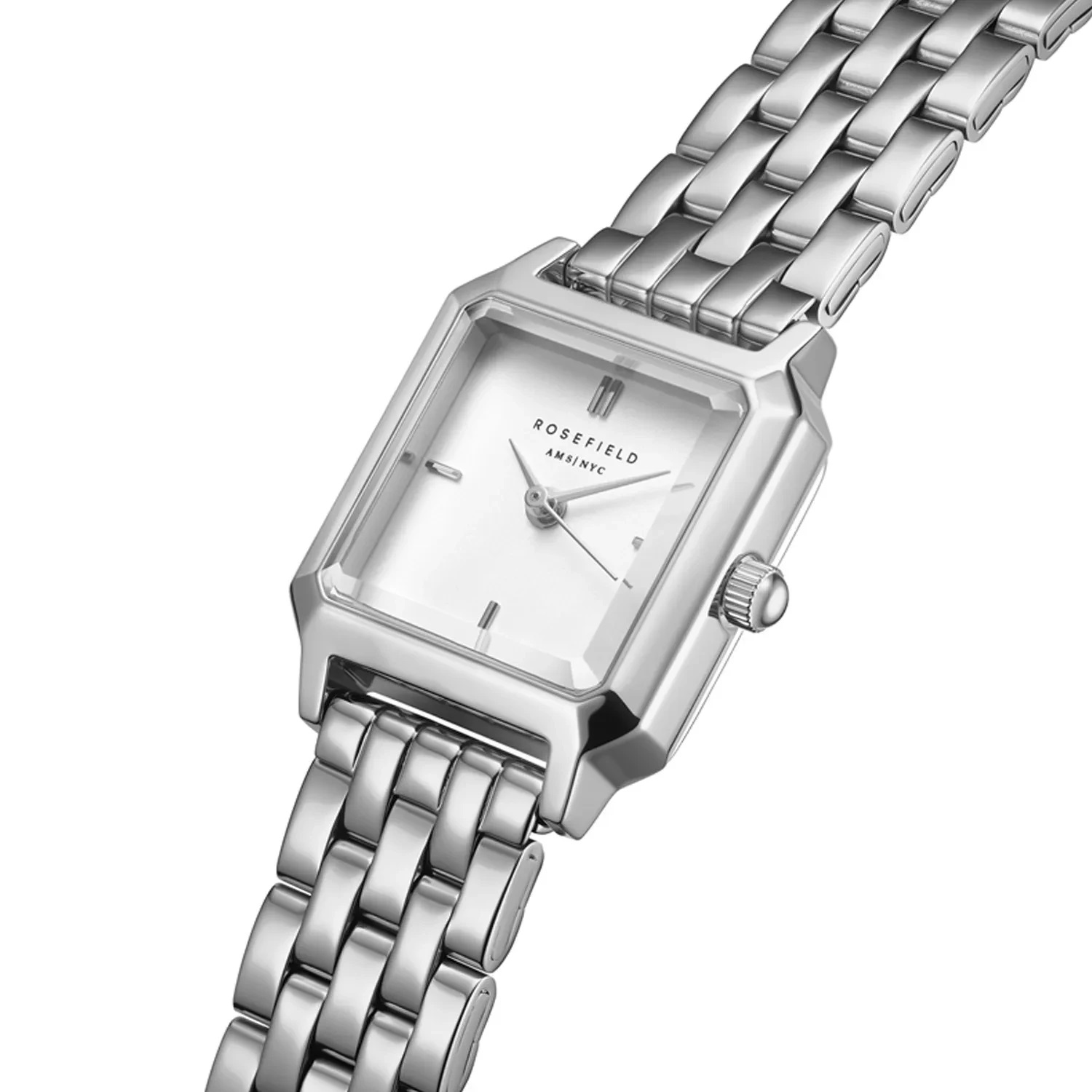ROSEFIELD The Boxelle White Matte Dial 19.5 x 19.5mm Silver Stainless Steel Bracelet BWSSS-B02 - 
