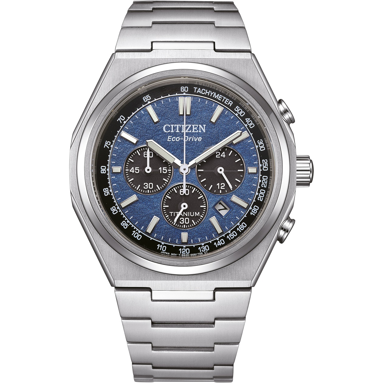 CITIZEN Chronograph Eco-Drive Blue Dial 41mm Super Titanium Steel Bracelet CA4610-85L - 