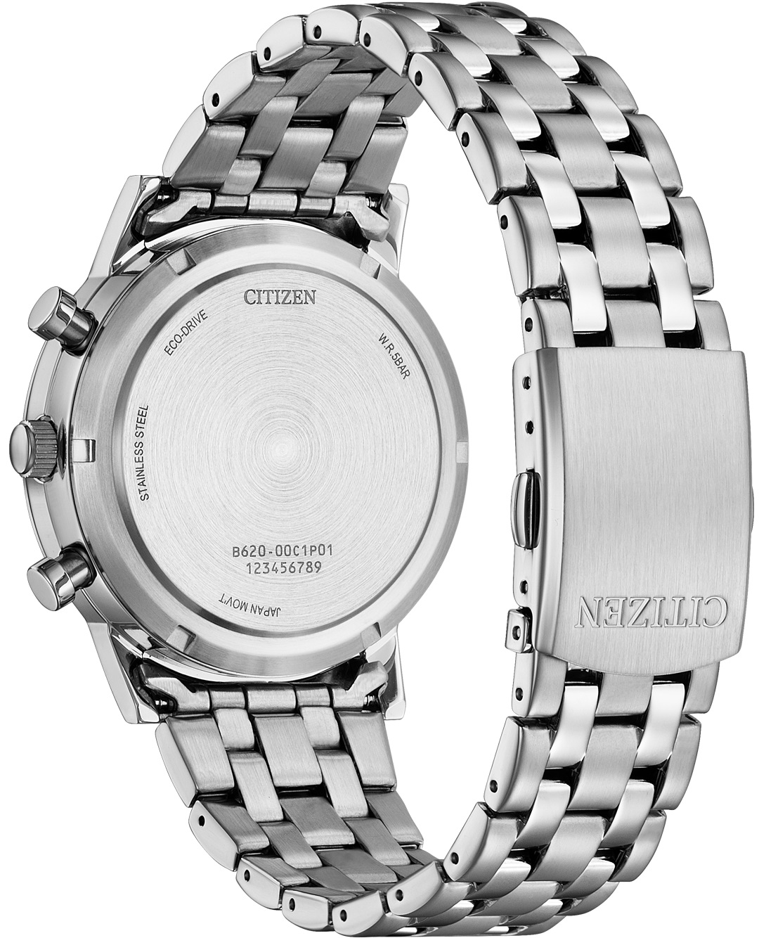 CITIZEN Classic Chronograph Eco-Drive Black Dial 42mm Silver Stainless Steel Bracelet CA4630-53E - 3