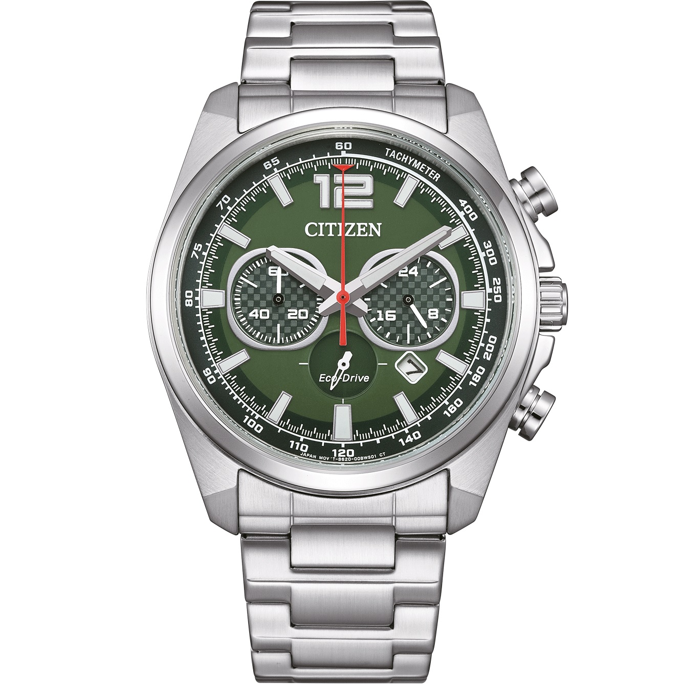 CITIZEN Vintage Chronograph Eco-Drive Green Dial 41mm Silver Stainless Steel Bracelet CA4640-50X - 