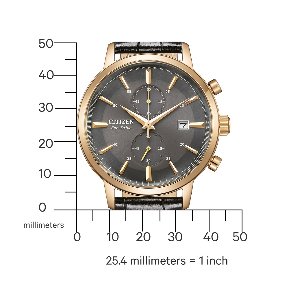 CITIZEN Eco-Drive Classic Chronograph Grey Dial 42mm Rose Gold Stainless Steel Black Leather Strap CA7067-11H - 4