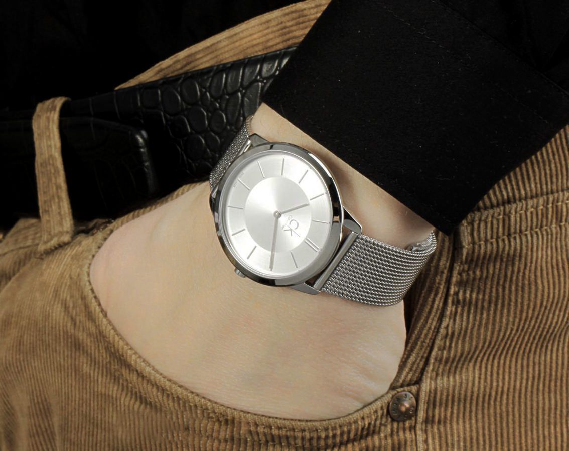 CALVIN KLEIN Minimal Silver Dial 40mm Silver Stainless Steel Mesh Bracelet K3M21126 - 2