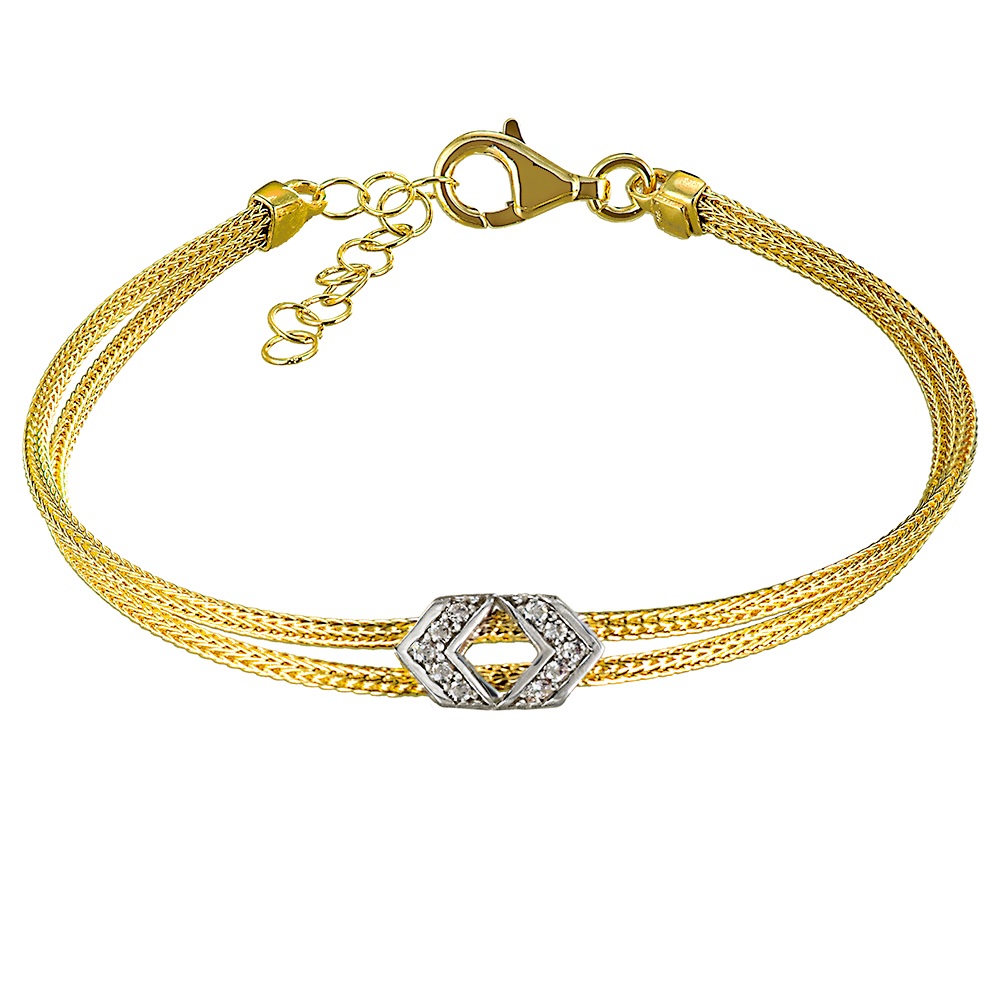 BRACELET 14K Yellow and White Gold with Zircon Stones CALZA.2F-FΒ - 