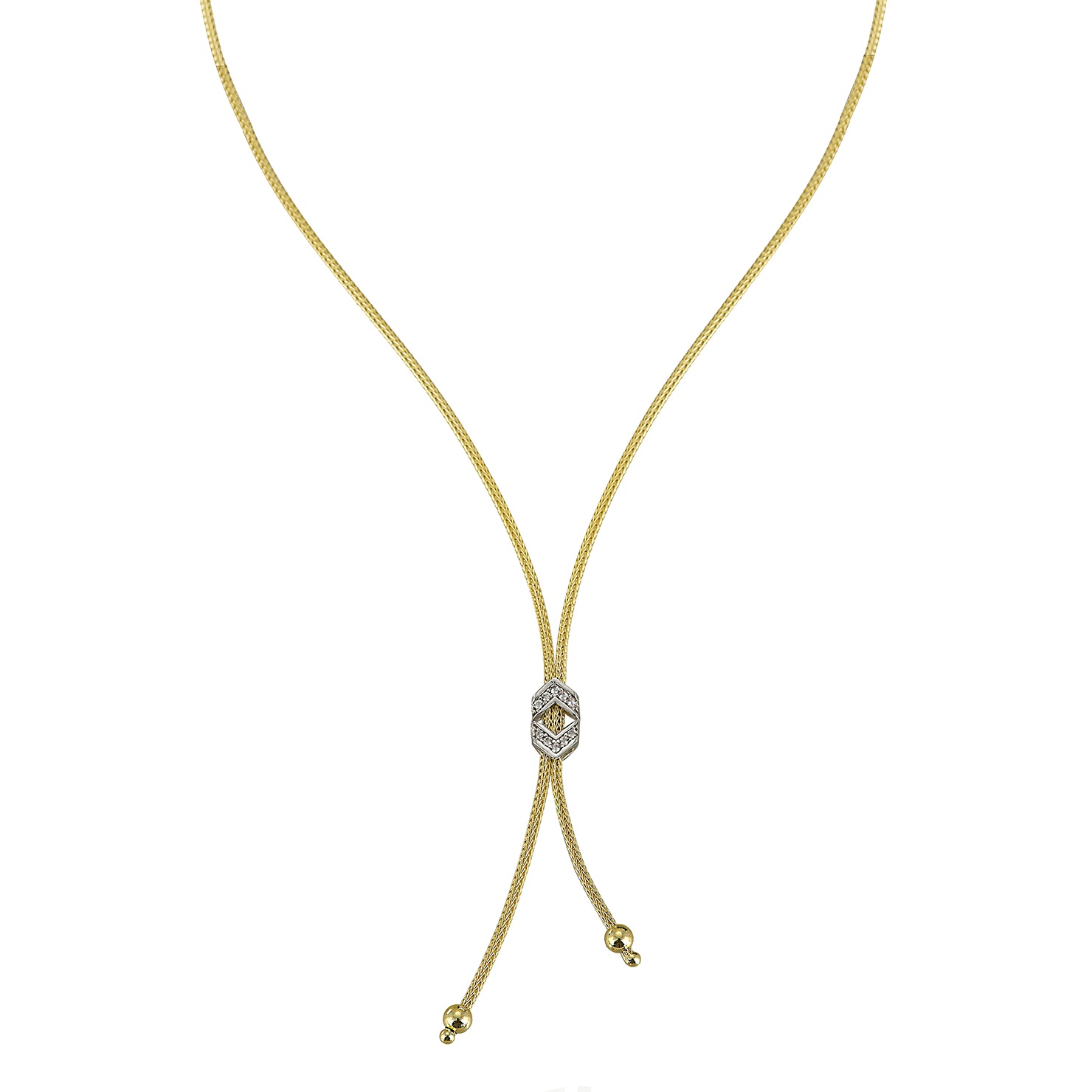 NECKLACE K14 Yellow and White Gold with Zircon Stones CALZA.2F-FN