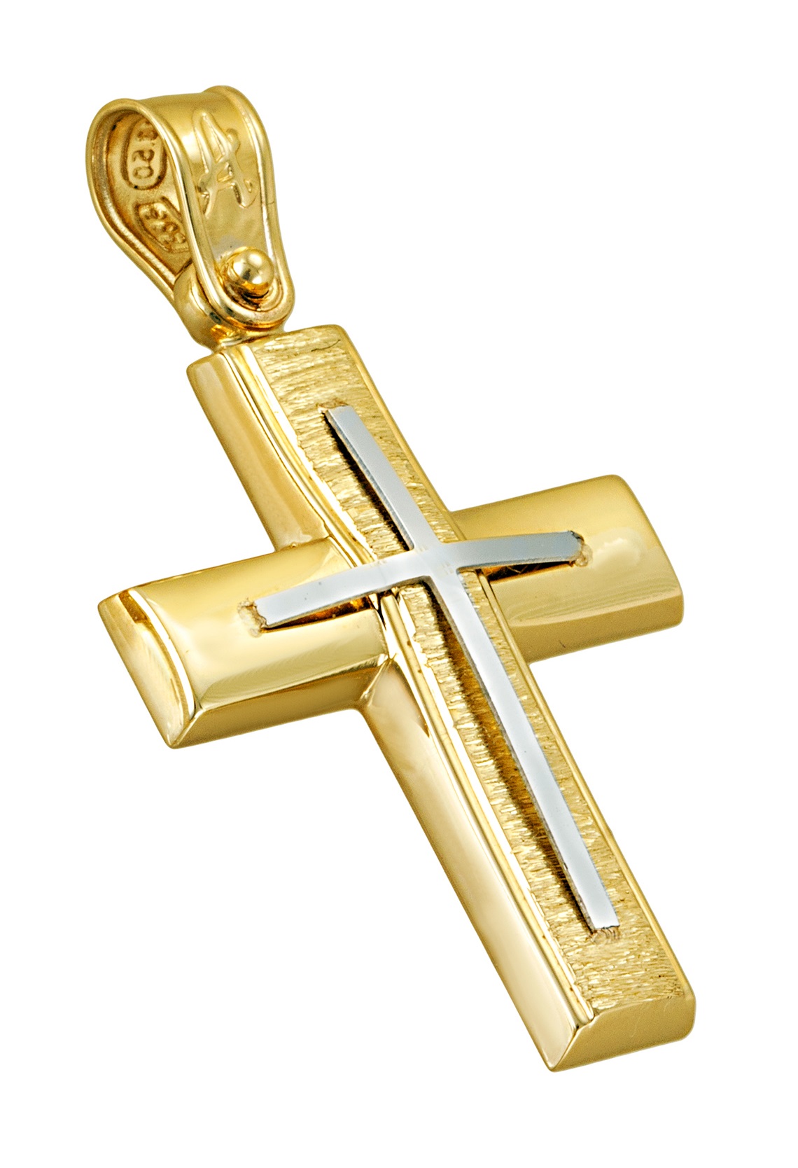 ΣΤΑΥΡΟΣ Ανδρικός SENZIO Collection K14 από Κίτρινο & Λευκό Χρυσό CR3122YW.K14