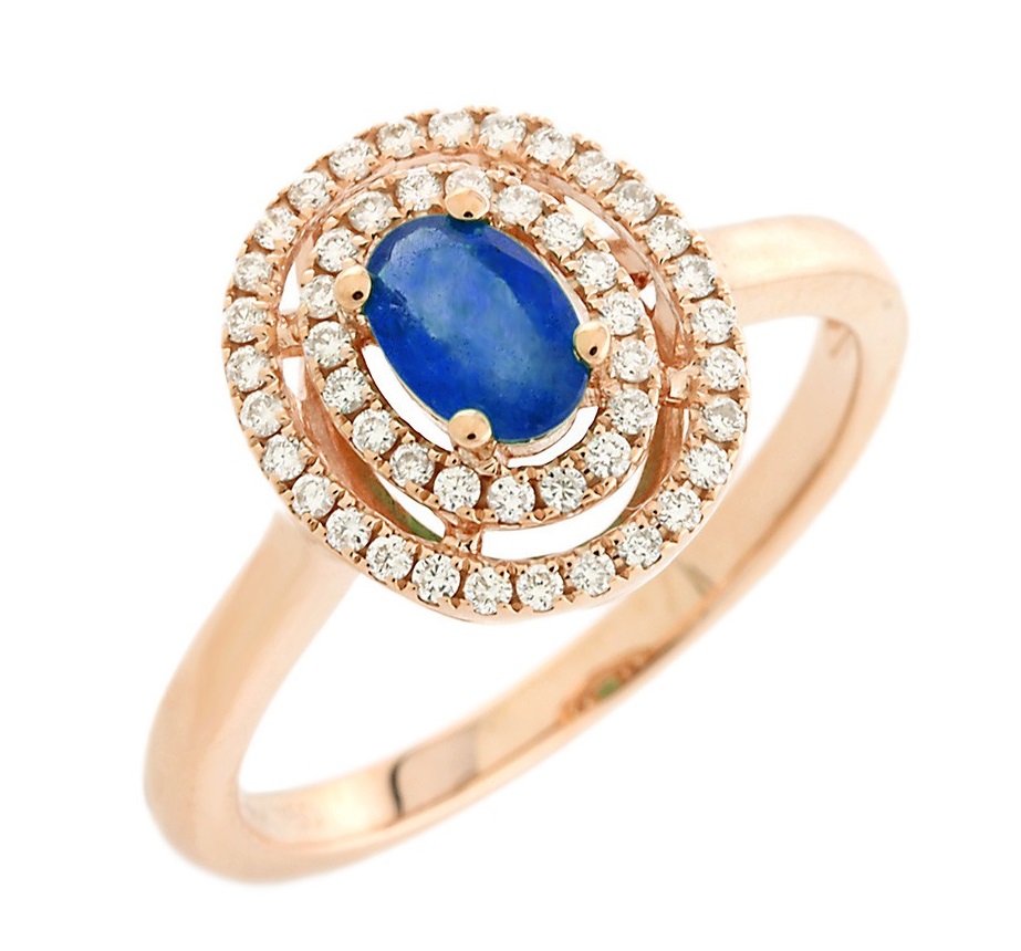 RING Rosette 18K Rose Gold with Sapphire and Diamonds CR5489S