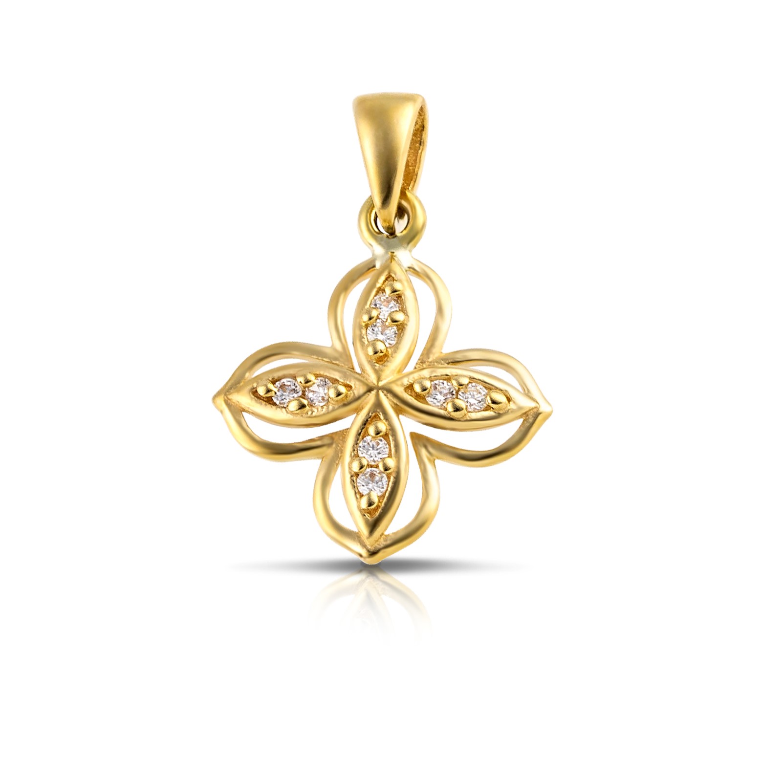 ΣΤΑΥΡΟΣ Γυναικείος από Κ9 Κίτρινο Χρυσό με Πέτρες Ζιργκόν 3SAL.1163CR - 