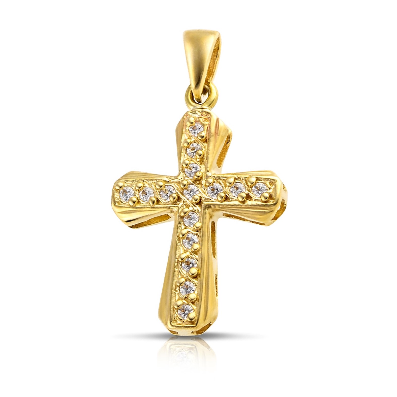 ΣΤΑΥΡΟΣ Γυναικείος από Κ9 Κίτρινο Χρυσό με Πέτρες Ζιργκόν  3SAL.2042CR - 