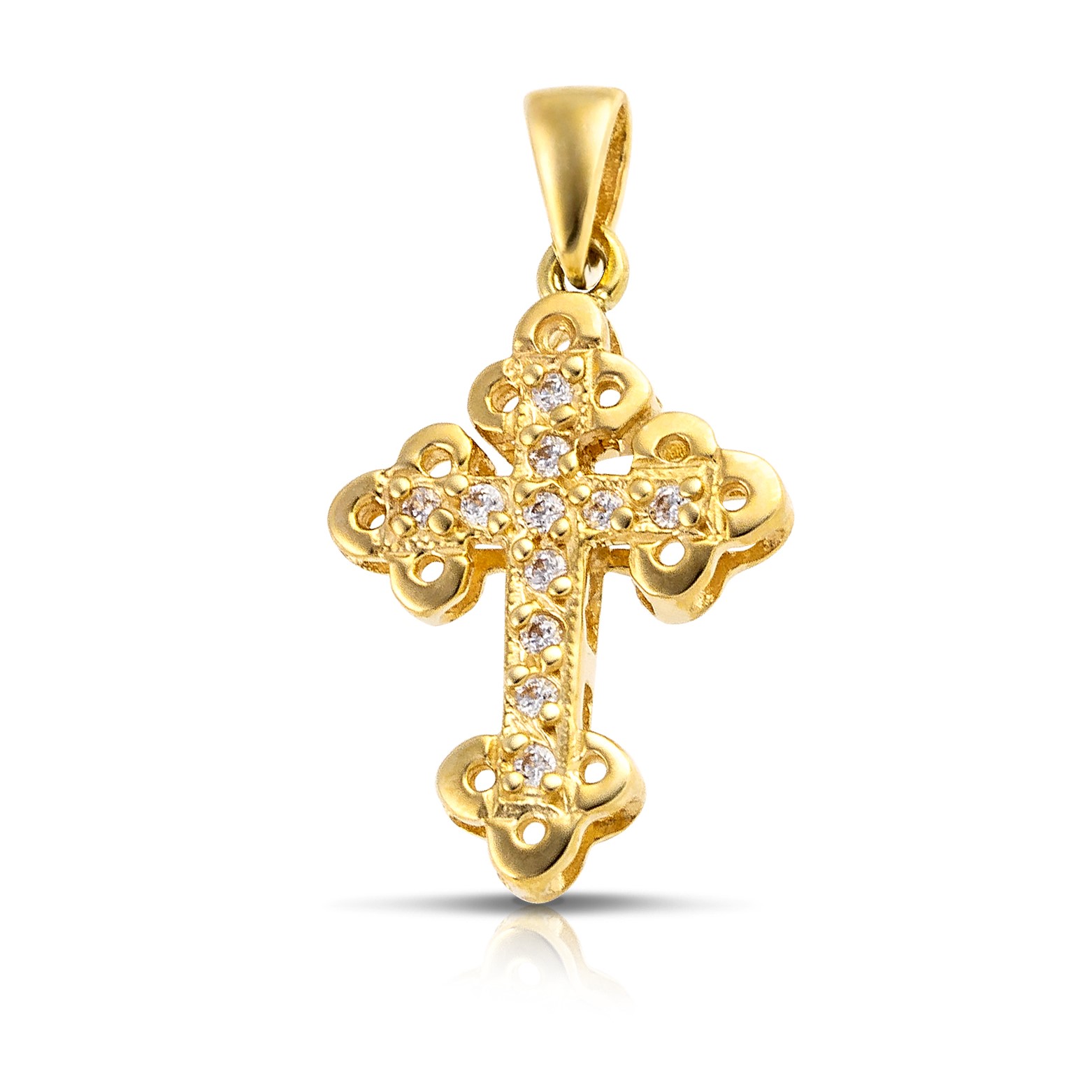 ΣΤΑΥΡΟΣ Γυναικείος από Κ9 Κίτρινο Χρυσό με Πέτρες Ζιργκόν 3SAL.2043CR - 