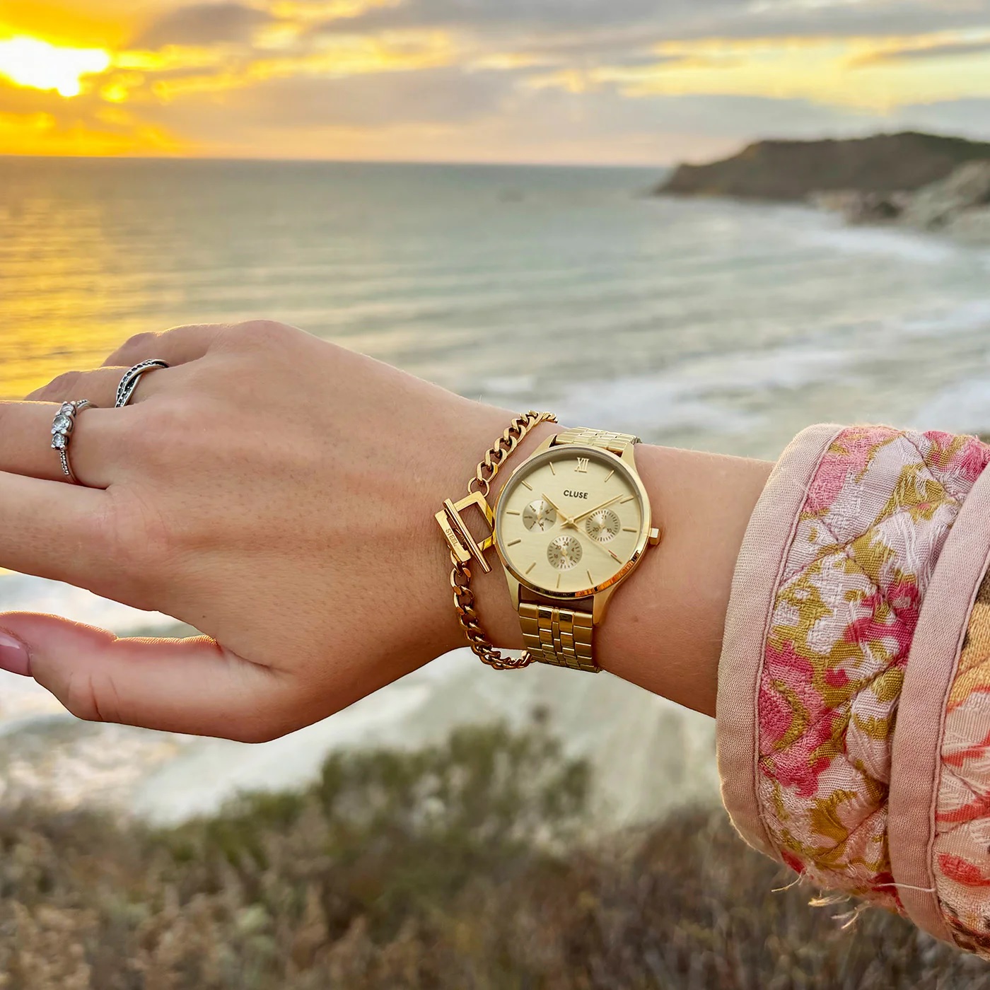 CLUSE Minuit Multifunction  Gold Dial 34mm Gold Stainless Steel Bracelet CW10701 - 6