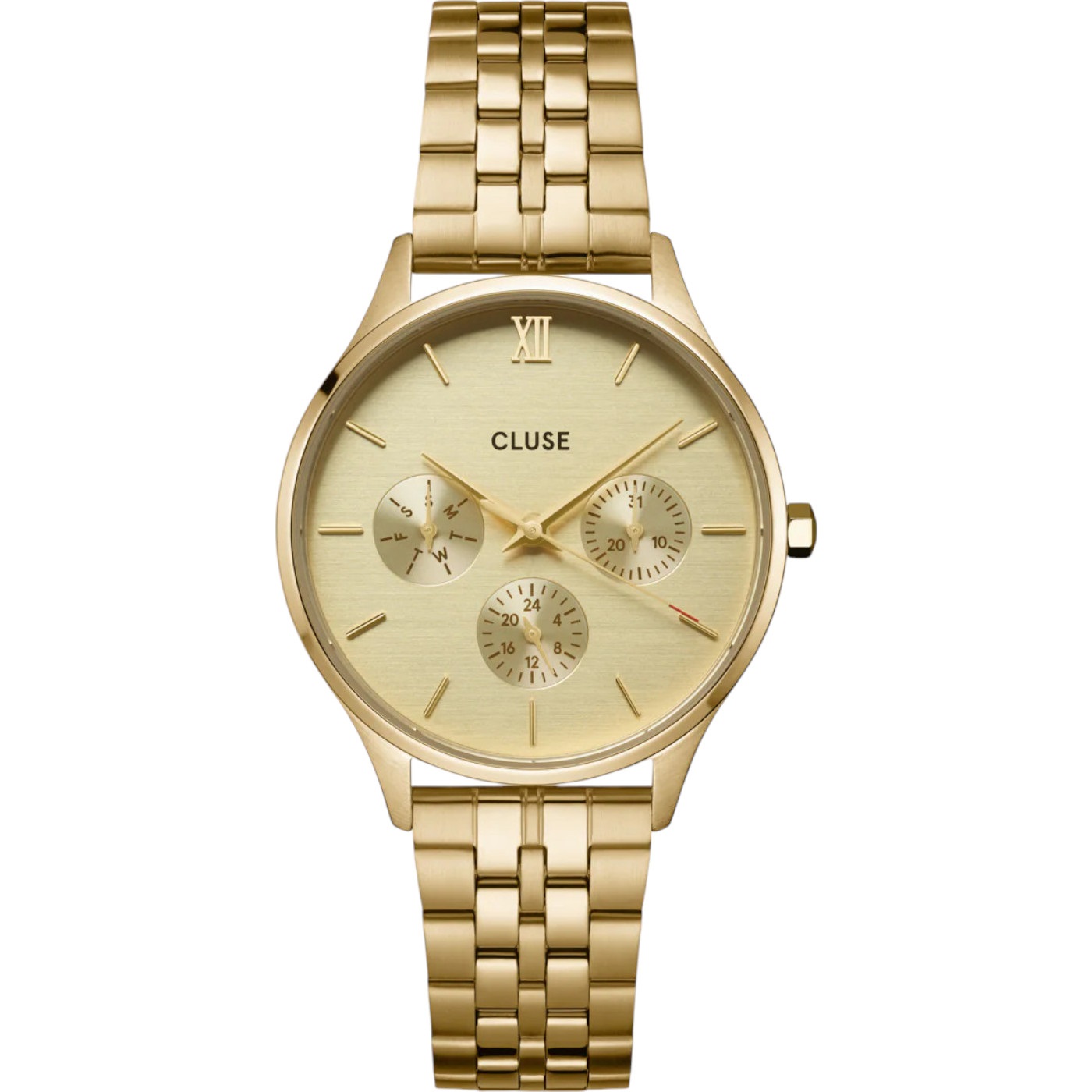 CLUSE Minuit Multifunction  Gold Dial 34mm Gold Stainless Steel Bracelet CW10701 - 