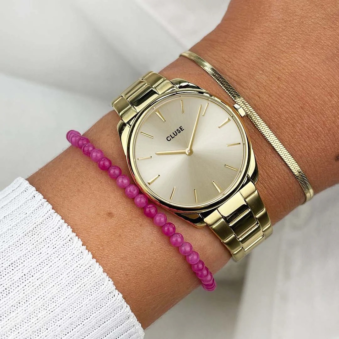 CLUSE Feroce Petite Gold Dial 31.5mm Gold Stainless Steel Bracelet CW11212 - 