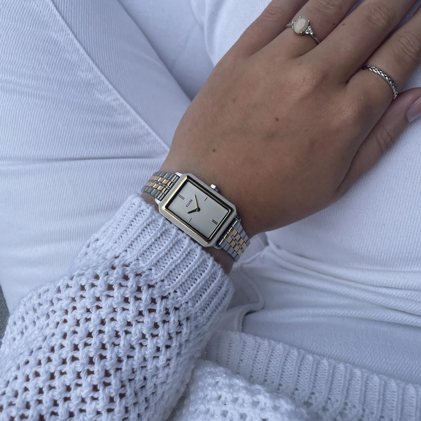 CLUSE Fluette White Dial 30.6mm Two-Tone Gold & Silver Stainless Steel Bracelet CW11510 - 4