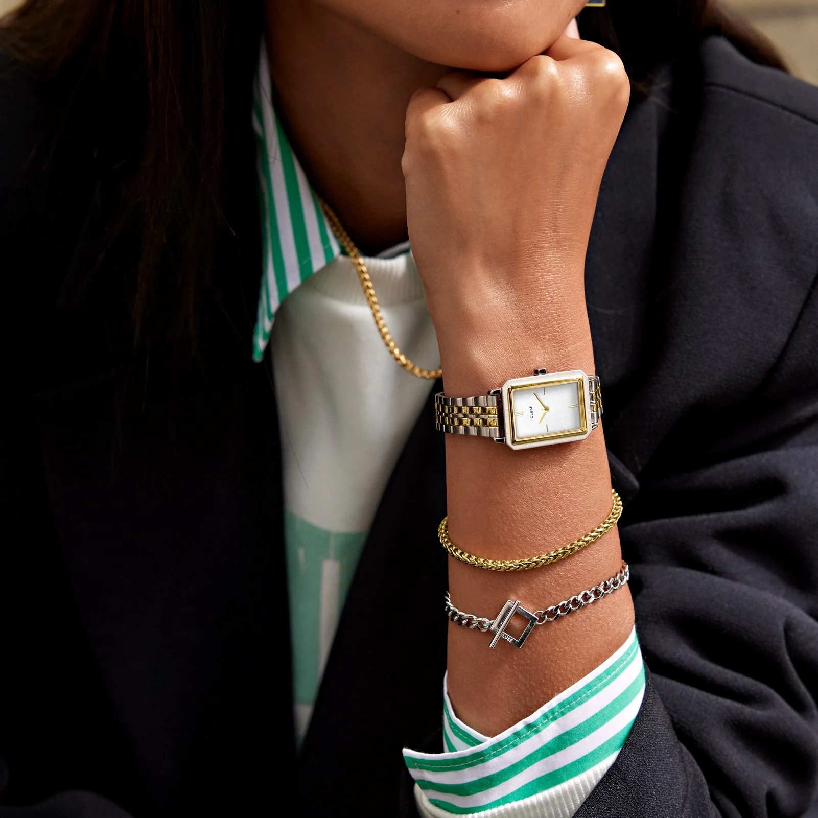 CLUSE Fluette White Dial 30.6mm Two-Tone Gold & Silver Stainless Steel Bracelet CW11510 - 5