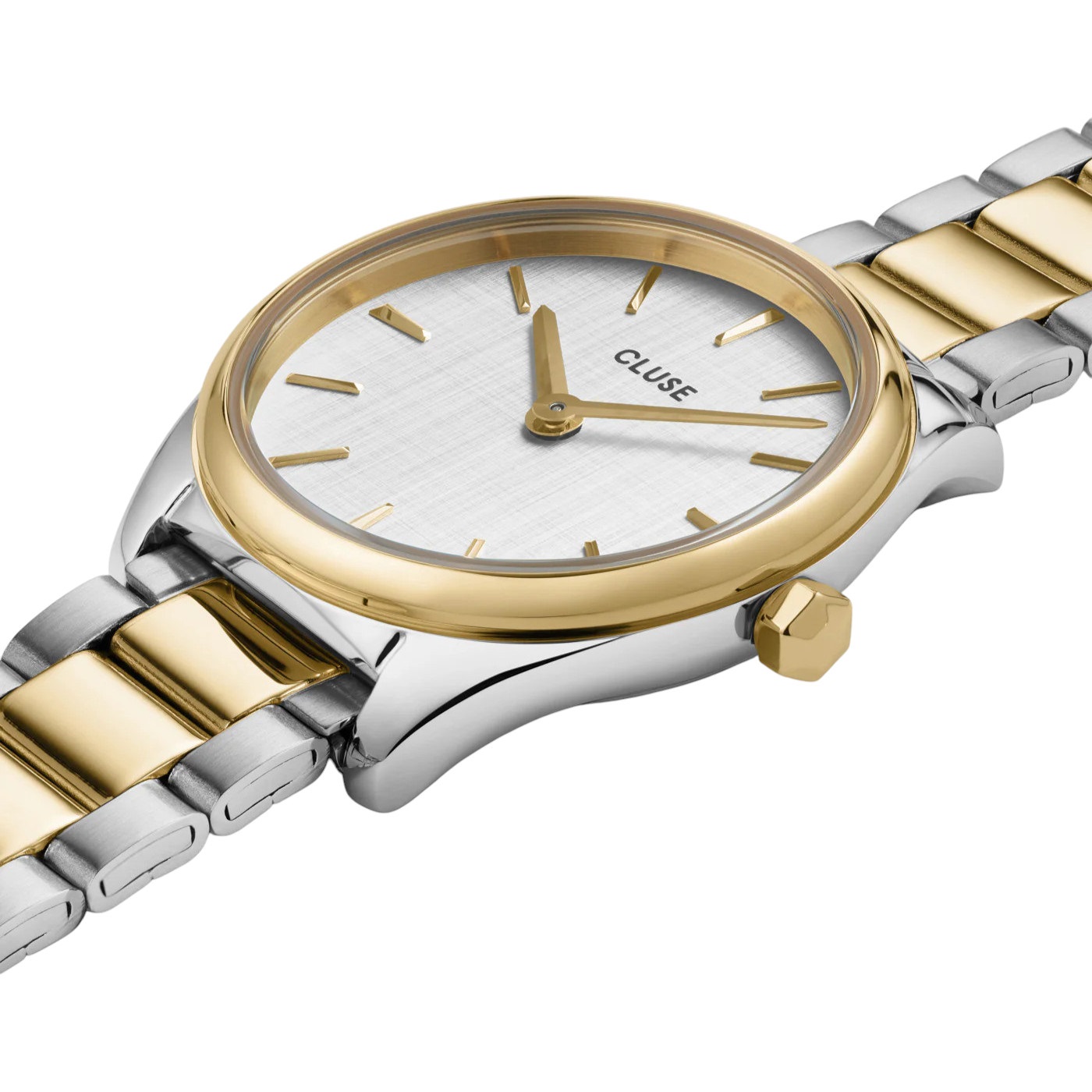CLUSE Feroce Mini Silver Dial 25mm Two-Tone Gold & Silver Stainless Steel Bracelet CW11708 - 