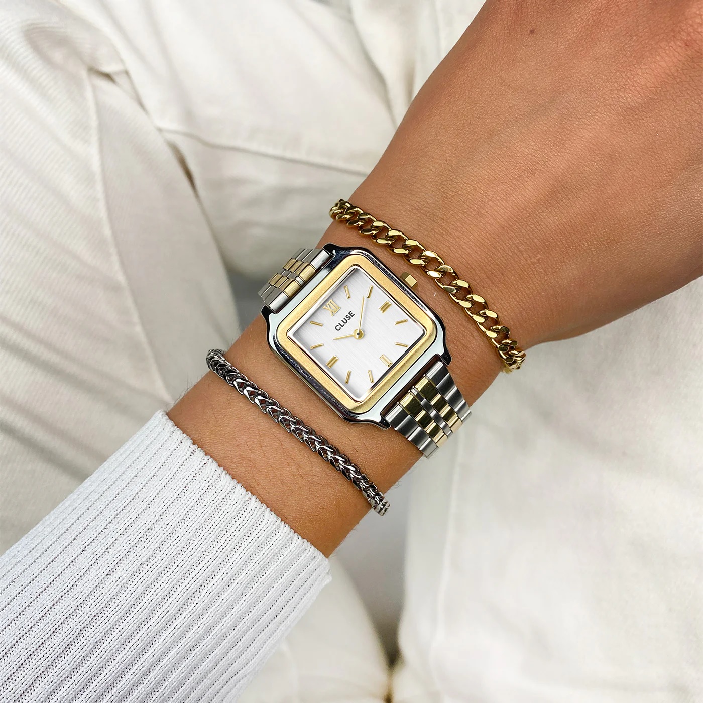CLUSE Gracieuse White Dial 28mm Two-Tone Gold and Silver Stainless Steel Bracelet CW11901 - 4