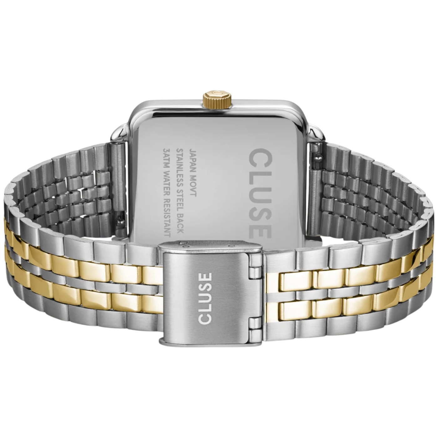 CLUSE La Tetragone Multifunction White Dial 30mm Two-Tone Gold & Silver Stainless Steel Bracelet CW13803 - 3