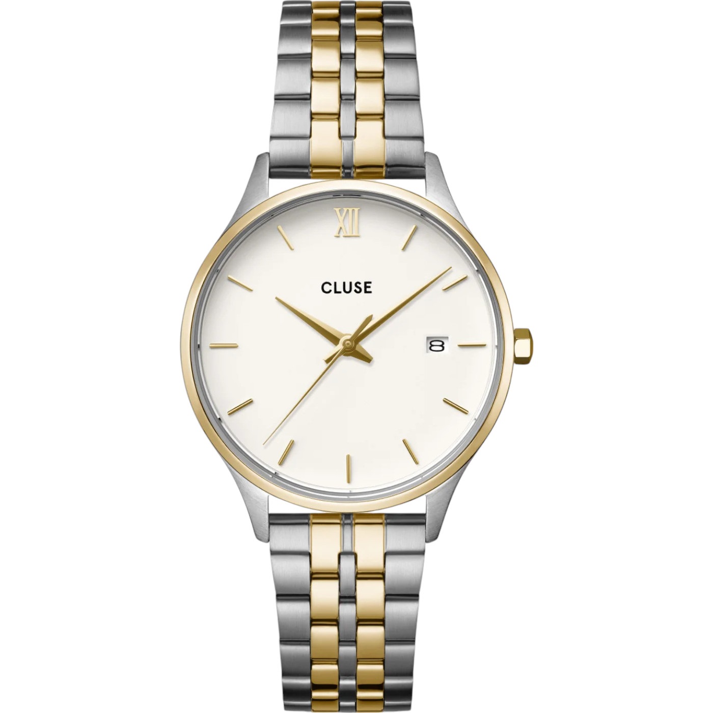 CLUSE Minuit Date White Dial 34mm Two-Tone Gold and Silver Stainless Steel Bracelet CW14302 - 