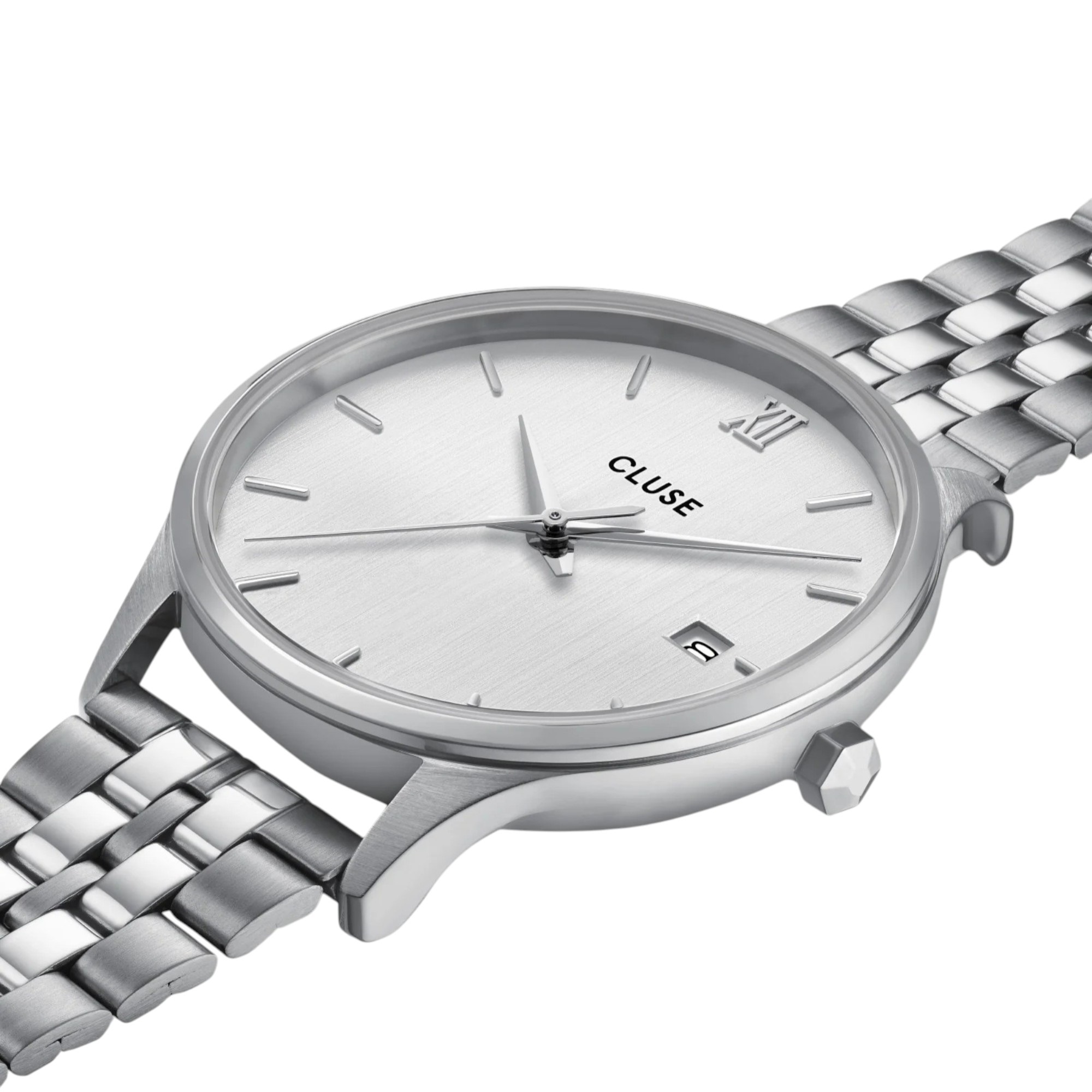 CLUSE Minuit Date Silver Dial 34mm Silver Stainless Steel Bracelet CW14303 - 