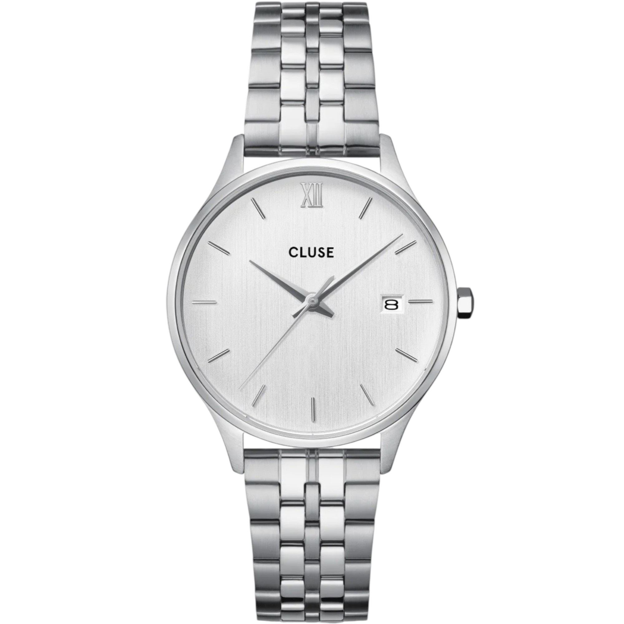 CLUSE Minuit Date Silver Dial 34mm Silver Stainless Steel Bracelet CW14303 - 