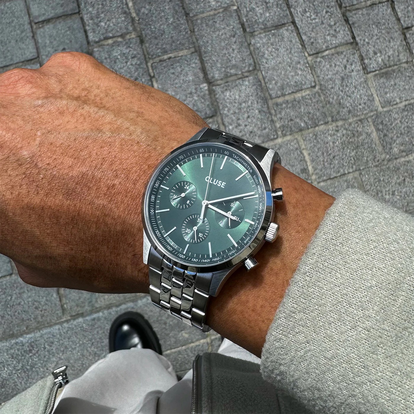 CLUSE Anthéor Multifunction Green Dial 42mm Silver Stainless Steel Bracelet CW21002 - 5