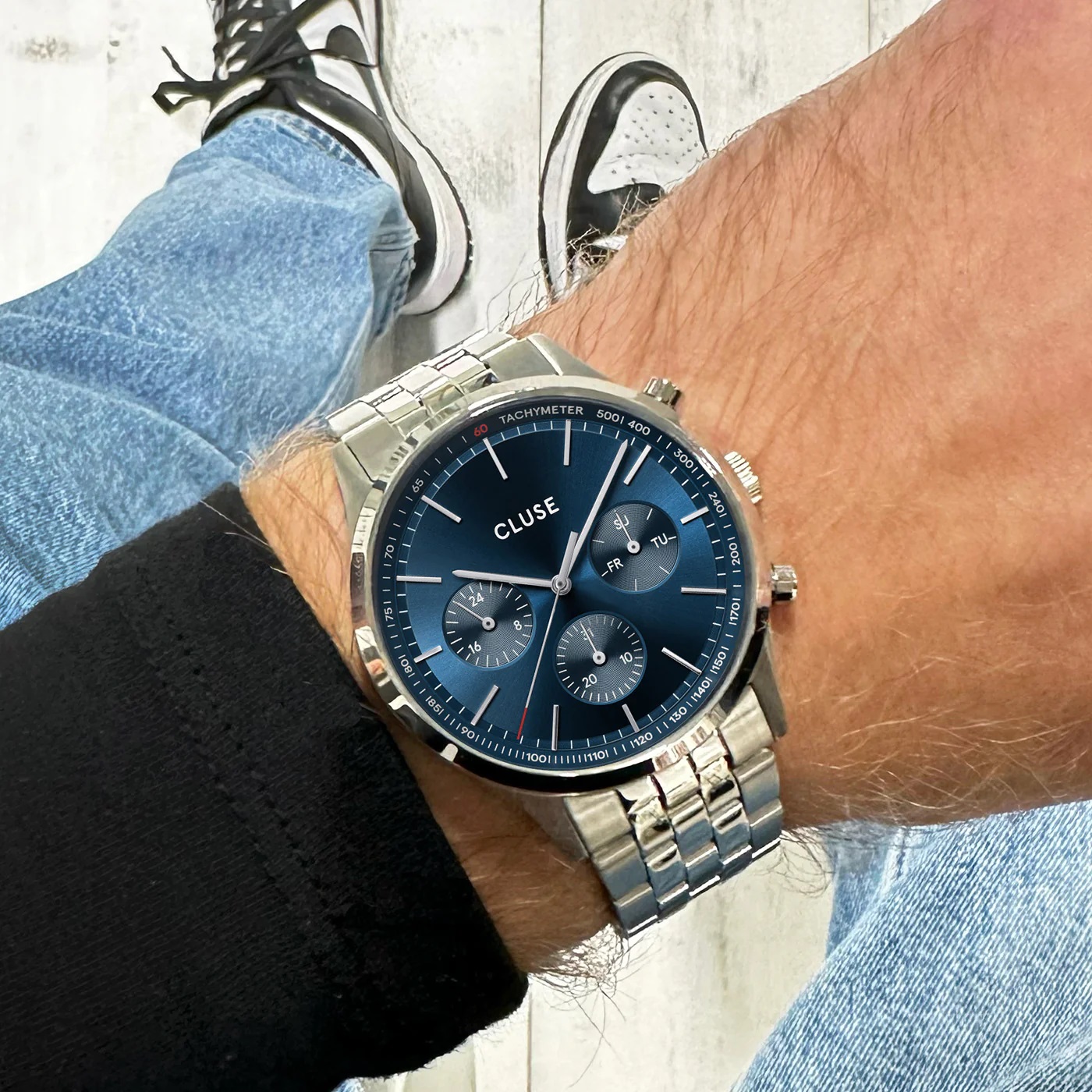 CLUSE Anthéor Multifunction Blue Dial 42mm Silver Stainless Steel Bracelet CW21003 - 4