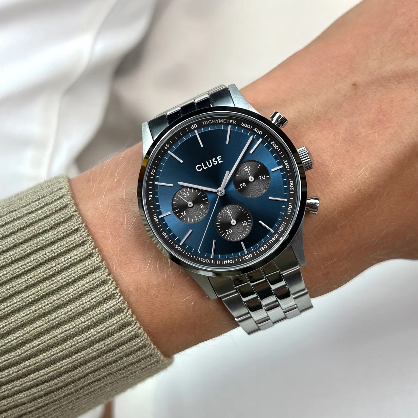 CLUSE Anthéor Multifunction Blue Dial 42mm Silver Stainless Steel Bracelet CW21008 - 4
