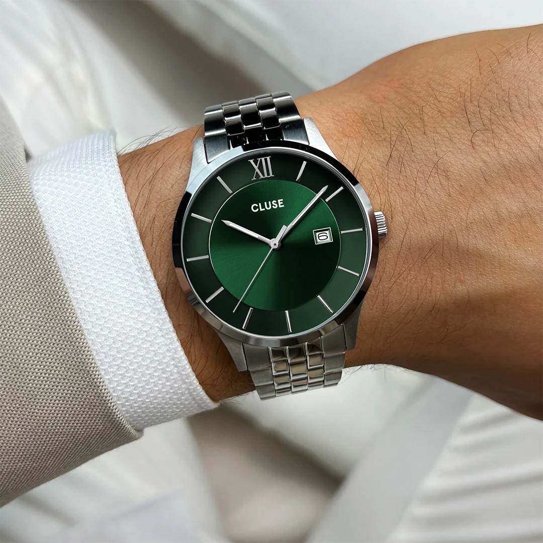 CLUSE Aravis Green Dial 40mm Silver Stainless Steel Bracelet CW22702 - 4