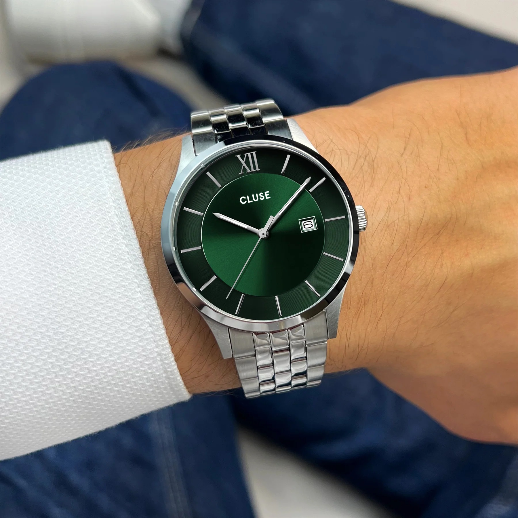 CLUSE Aravis Green Dial 40mm Silver Stainless Steel Bracelet CW22702 - 5