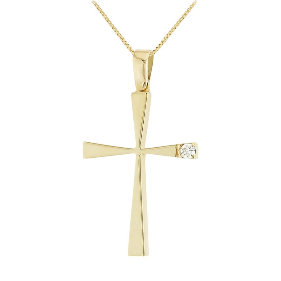 CROSS with Chain SENZIO Collection K18 Yellow Gold with Brilliant Diamonds DO.641DC - 