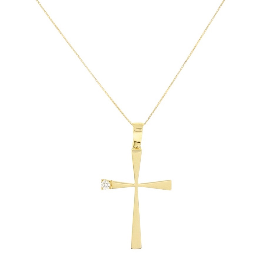 CROSS with Chain SENZIO Collection K18 Yellow Gold with Brilliant Diamonds DO.761C - 