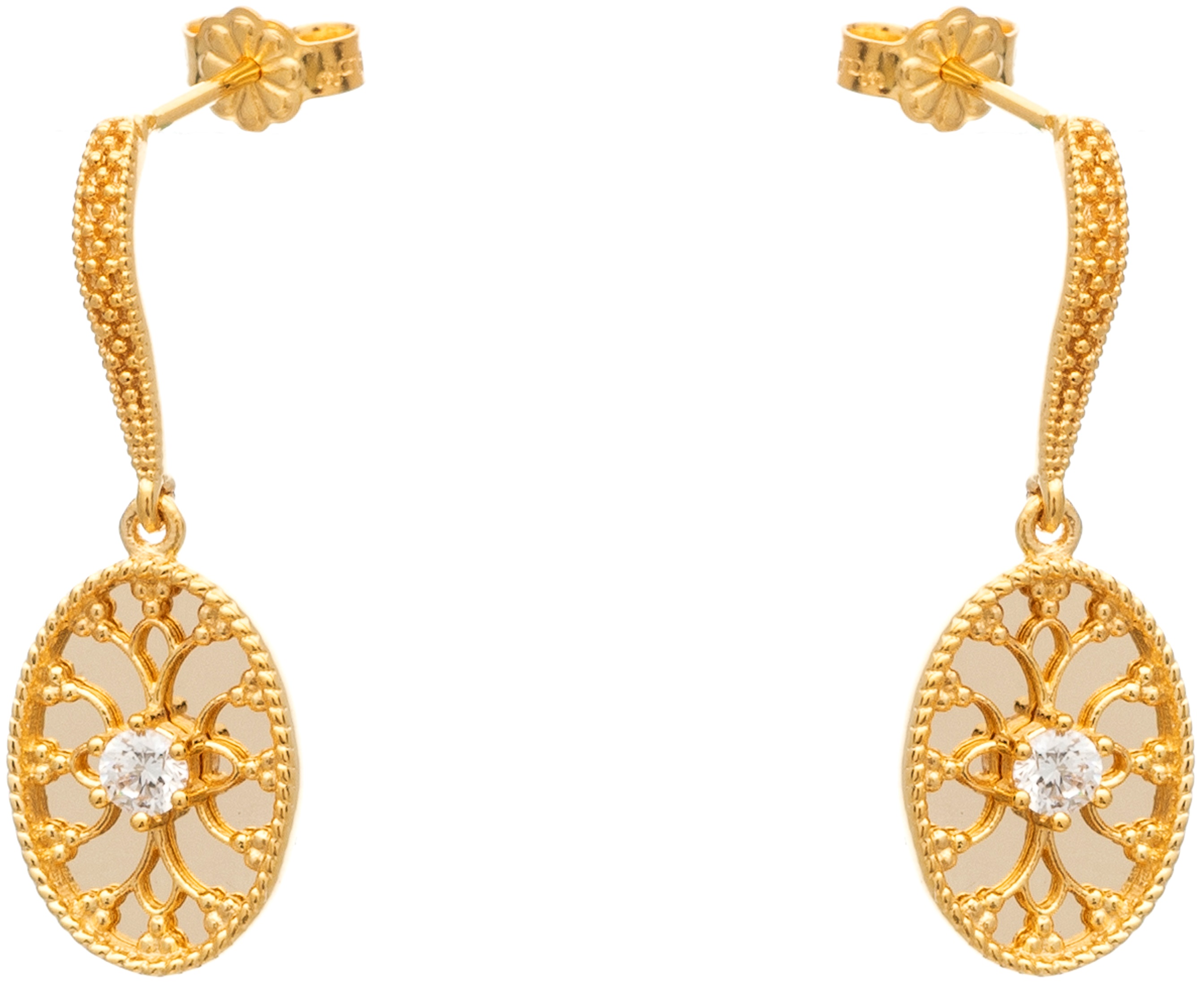 ΣΚΟΥΛΑΡΙΚΙΑ Byzantine Collection Κίτρινο Χρυσό 14K με Πέτρες Ζιργκόν ME0151