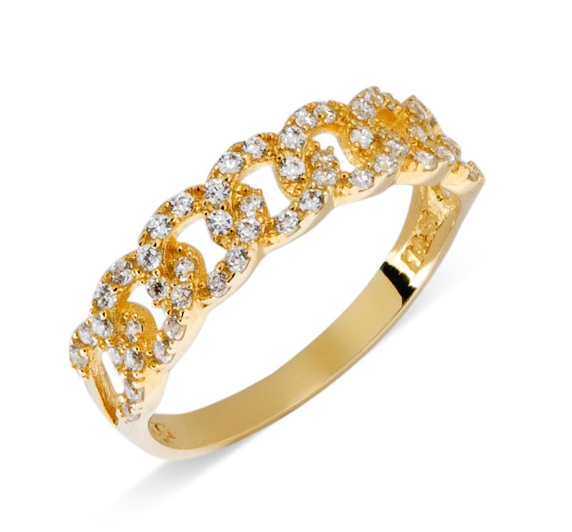 ΔΑΧΤΥΛΙΔΙ SENZIO Collection Κίτρινο Χρυσό 14K με Πέτρες Ζιργκόν MR080 - 