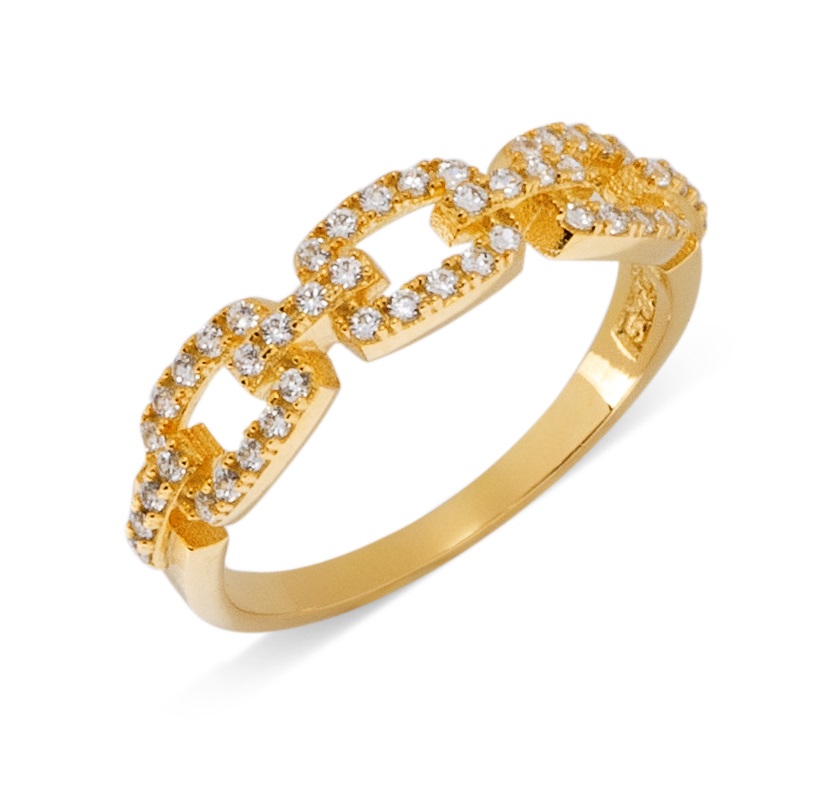 ΔΑΧΤΥΛΙΔΙ SENZIO Collection Κίτρινο Χρυσό 14K με Πέτρες Ζιργκόν MR047