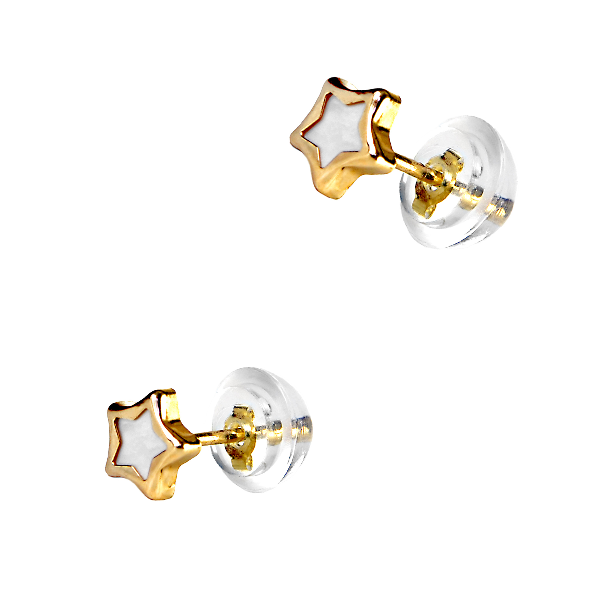 EARRINGS Stars in 9K Yellow Gold with Mother of Pearl 3DSC.0067 - 