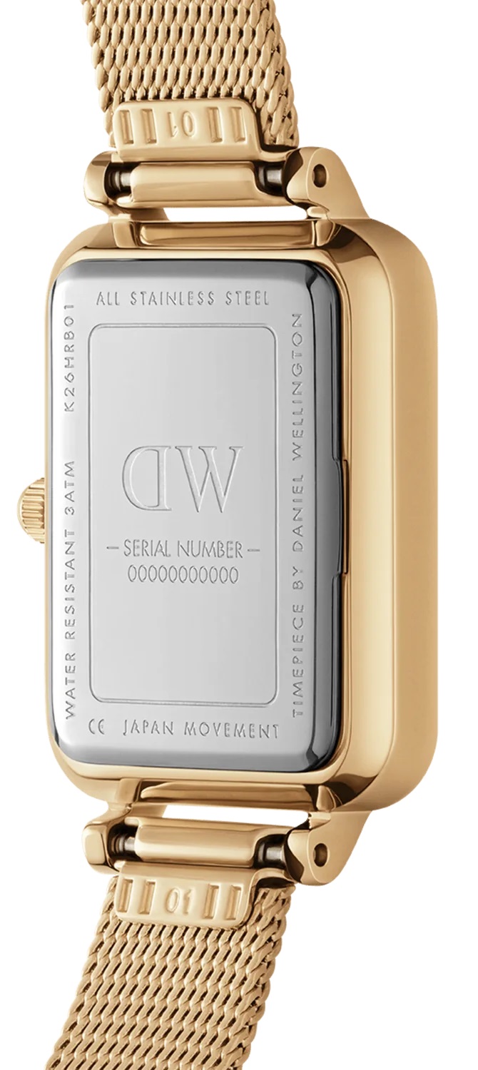 DANIEL WELLINGTON  Quadro Pressed Evergold Emerald Dial 20 x 26mm Gold Stainless Steel Mesh Bracelet DW00100561 - 3