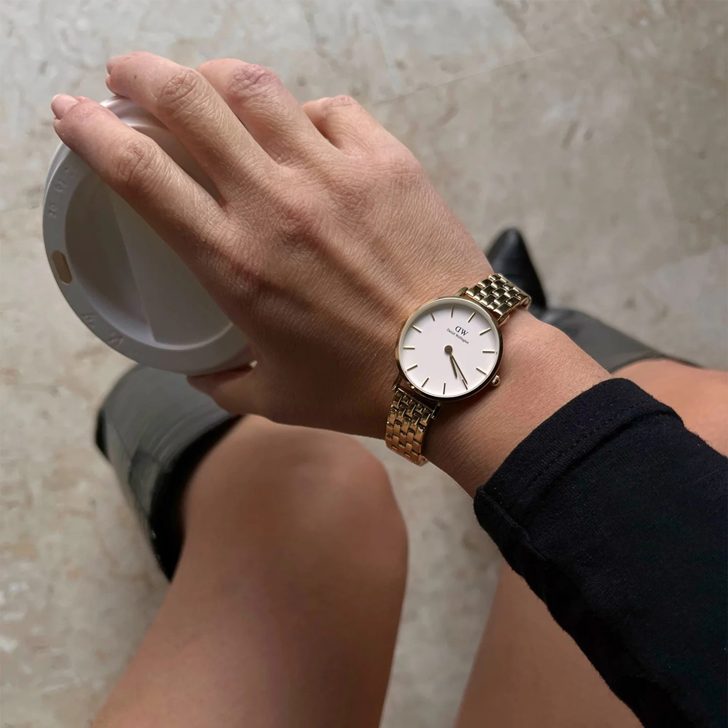 DANIEL WELLINGTON Petite White Dial 28mm Gold Stainless Steel Bracelet DW00100614 - 4