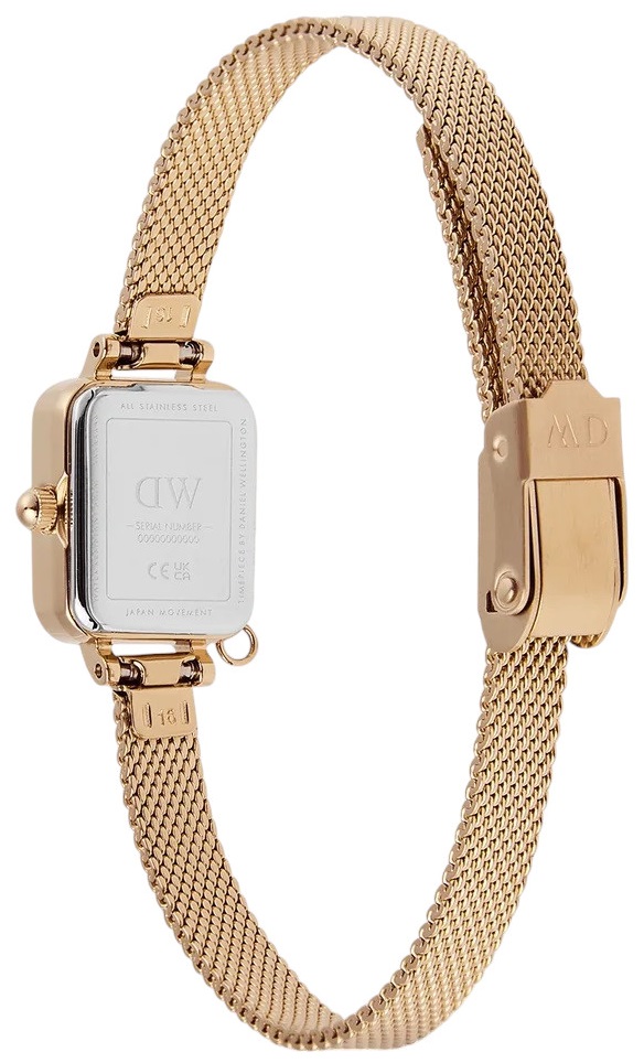 DANIEL WELLINGTON  Quadro Mini Crystal Zodiac Evergold Black Pearl Dial 15.4 x 18.2mm Gold Stainless Steel Mesh Bracelet DW00100752 - 5