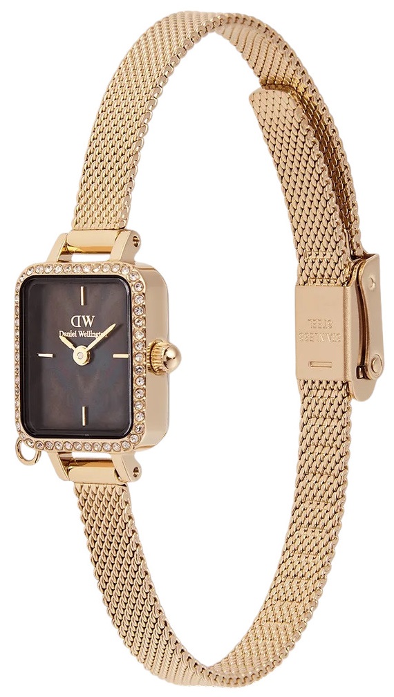 DANIEL WELLINGTON  Quadro Mini Crystal Zodiac Evergold Black Pearl Dial 15.4 x 18.2mm Gold Stainless Steel Mesh Bracelet DW00100752 - 4