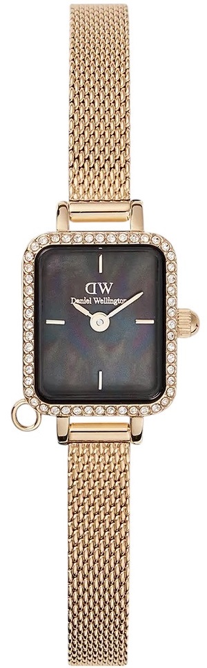 DANIEL WELLINGTON  Quadro Mini Crystal Zodiac Evergold Black Pearl Dial 15.4 x 18.2mm Gold Stainless Steel Mesh Bracelet DW00100752 - 