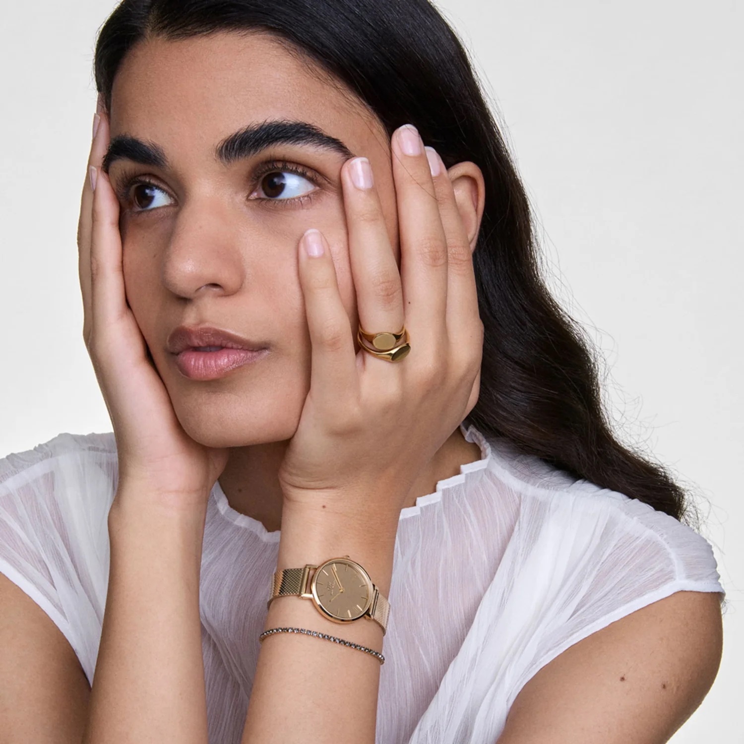 DANIEL WELLINGTON Petite Reflection Gold Dial 28mm Gold Stainless Steel Mesh Bracelet DW00100797 - 5