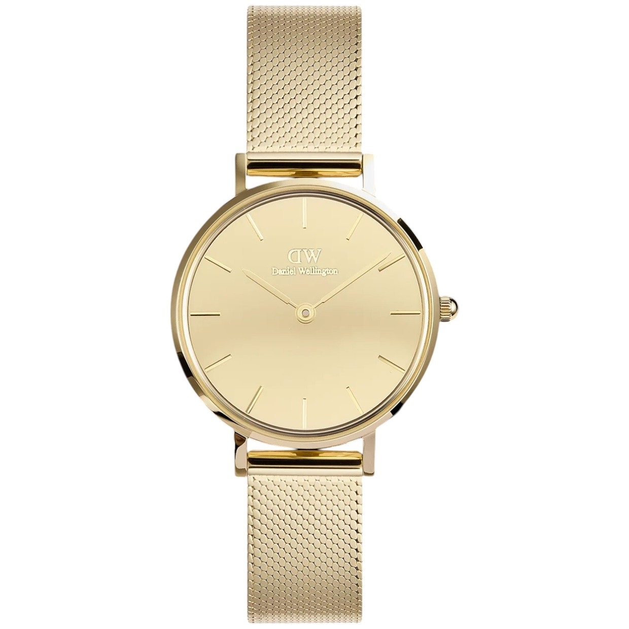 DANIEL WELLINGTON Petite Reflection Gold Dial 28mm Gold Stainless Steel Mesh Bracelet DW00100797 - 